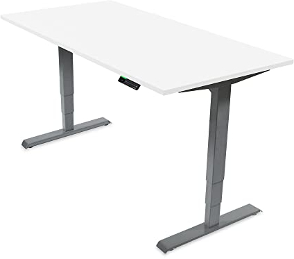 Ergotopia Desktopia Pro X Elektrisch höhenverstellbarer Schreibtisch, Ergonomischer Stehtisch für Büro oder Home Office (Weiß, Gestell Grau, 180 x 80 cm)