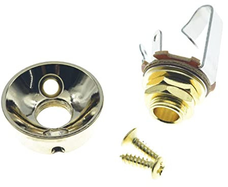 Dopro Gold Electric Guitar Jackplate American Thread Brass Electrosocket Jack Plate with Gold Brass Mono Output Jack and Screws Fits American Style Tele/Telecaster