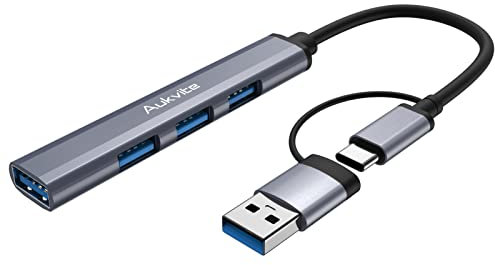 Aukvite USB Hub, 4 Ports USB C 3.0/2.0 Adapter, Hub USB C Portatile per MacBook Pro/Air, unità flash USB, mouse, tablet, tastiere, computer portatili, Mac mini