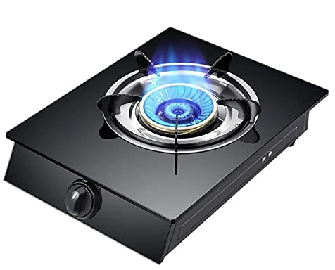 IBOWZ Tables de Cuisson à Gaz Cuisinière à gaz 30 cm - Table de Cuisson à gaz en Verre trempé Noir - Grilles Anti-dérapantes en Fonte et Protection Contre Les Flammes - Idéal pour la Vie compacte,