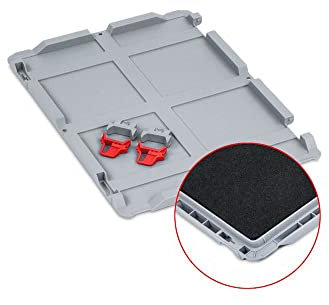 SuperSparSet 10x Scharnierdeckel Set Eurobox NextGen mit Schaumstoff und 2 rote Schiebeschnappverschlüsse | BxT 30x40cm | Eurobehälter, Transportbox, Transportbehälter, Stapelbehälter