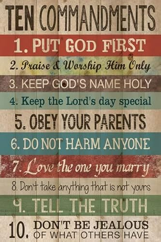 Lustiges Schild Ten Commandments, Vintage-Metall-Blechschild, Wandschild, Plakette für Zuhause, Badezimmer und Café, Bar, Pub, Wanddekoration, 20,3 x 30,5 cm, Metall-Blechschild