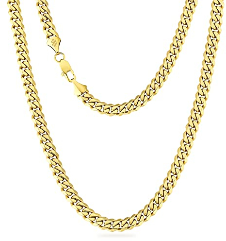 KRKC&CO Männer Kette, 8mm Herren Edelstahl Panzerkette mit Diamantschliff, 14K Gold Vergoldet Cuban Link Chains Goldkette, Geschenke für Damen Mädchen Männer Jungs, [Länge 50,8cm]