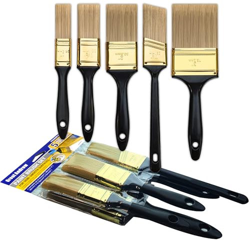 Great Andrew Paint Brushes, 5 Pack Great Value Multi use(3 2 1.5 1 Flat &1.5 Angled) Paint Brush Pack, Paint Brushes Set for Home Furniture Fences Wall Trim