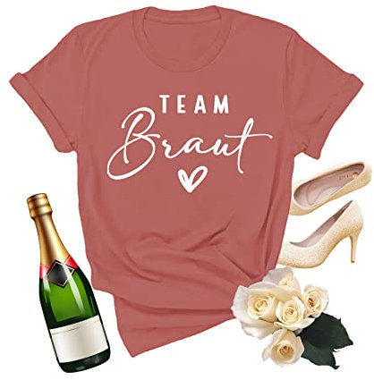 JGA T Shirt Team Braut,Tshirt Frauen,Junggesellenabschied T-Shirt,Brautjungfer Tshirt(M,Rosa Team Braut)