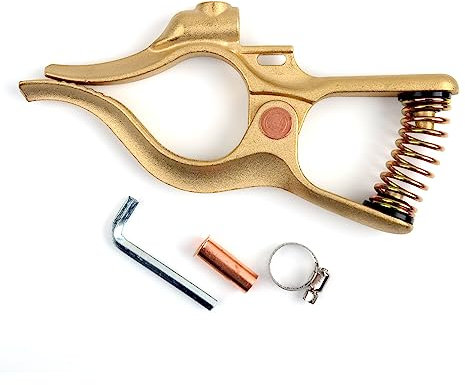 MELTSTAR 1PC Welding Ground Clamp - MAX 500A, T-style Brass Earth Clamp for Tig Mig MMA CUT Welder and Car Battery, with Extended Clamping Range up to 43mm