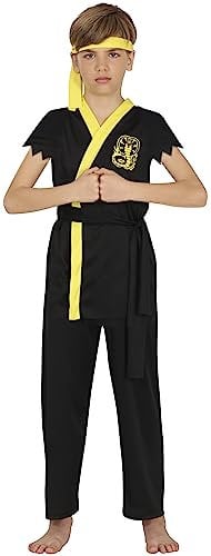 FIESTAS GUIRCA Déguisement Serpent Combat pour Garçon - Guerrier Karaté Noir pour Enfant 10-12 ans