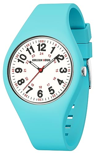 GOLDEN HOUR Armbanduhr Damen wasserdichte Digital Analoge, Unisex-Sportuhren für Uhr Damen Studenten Mädchen Jungs – leuchtende, Leicht Ablesbares Zifferblatt, Silikonarmband Krankenschwester Uhren
