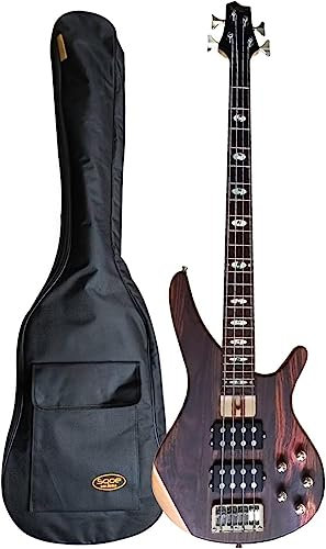 Basso elettrico a 4 corde, kit per principianti con pickup passivo attivo humbucker, corpo in palissandro massiccio per bambini, ragazzo e ragazza con custodia
