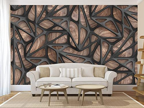 Tapete 3D Wandbild Hölzernes Metall Fototapete 3D Effekt Vliestapete Wohnzimmer Schlafzimmer Wanddeko