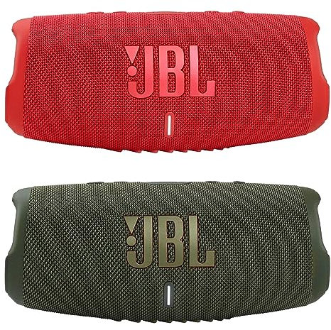 JBL Charge 5 - Waterproof Portable Redtooth Speaker - Red/Green (Pair)