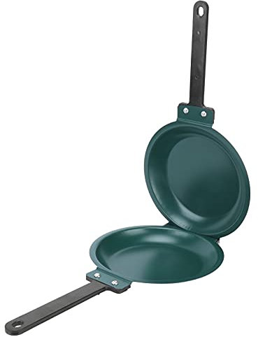 AUNMAS Baking Pan, Titanium Steel Green Folding Double Sided Flip Frying Pan 8 Inch Non Stick Pan Pancake Maker Cake Pan Kitchen Utensils for Gas Stove Induction Cooker