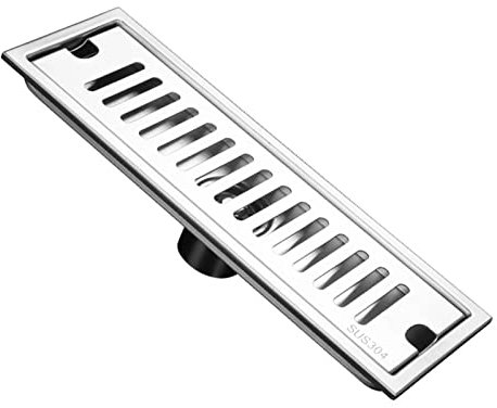 Jenngaoo Drenaje de Ducha Lineal, Drenaje de Piso de Ducha Rectangular de 40 Cm Filtro de Drenaje Grande Rápido de Acero Inoxidable con Rejilla Extraíble para Cuarto de Ducha de Hotel