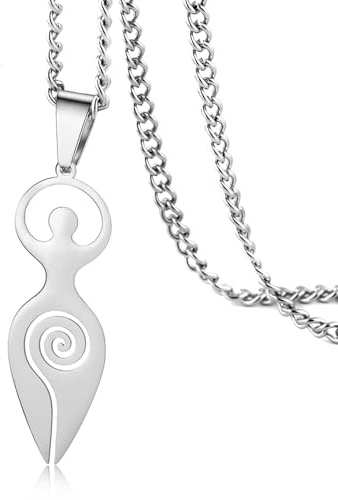 VASSAGO Wicca Spirale Göttin Anhänger Fruchtbarkeit Symbol Halskette Edelstahl Schwangerschaft Halskette Göttin Amulett Heidnisch Frauen Schmuck