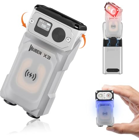 WUBEN X3 Aufladbar Mini Taschenlampen mit Ladekoffer und Magnet, Taschenlampe mit um 180 Grad drehbarem Kopf, IP65 wasserdicht, LED Schlüsselanhänger, 10 Modi, Typ-C-Ladeband für Camping,Geschenk