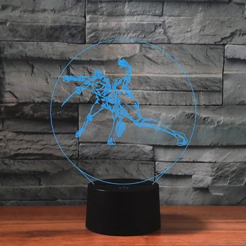 KINGCOO 3D Illusion Tischlampe Nachtlampe, LED 7 Farben ändern Touch Switch Schreibtischlampe Nachtlichter Schlummerleuchten für Kinder Valentinstag Geburtstags Geschenk (Fechten)