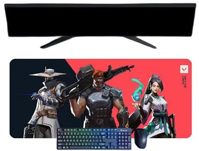 Valorant Game Mauspad, XXL, multifunktional, Gaming, Anime, 800 x 300 mm, Gaming-Tastatur, wasserdicht und 3 mm, rutschfeste Gummibasis, strukturierte Oberfläche