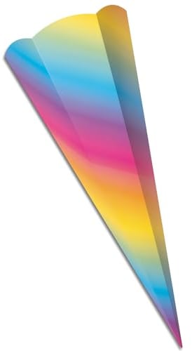 itenga Schultüten Rohling Zuschnitt aus stabilem Buntkarton glatt - 68cm - 6eckig - Schultüte Rohling zum Basteln (Regenbogen)