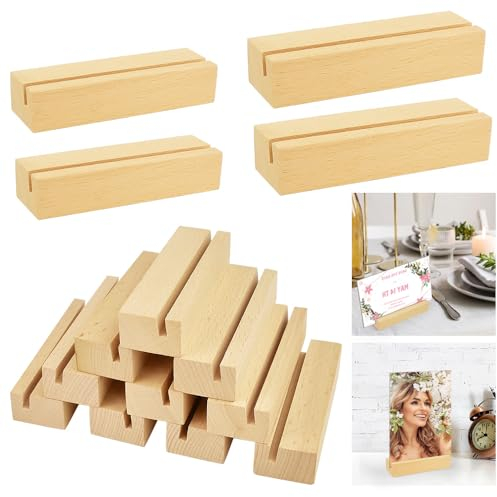 SLTAXAR 15 Pcs Soporte Madera Tarjetas Soporte Fotos Madera Soporte Numero de Mesa Soporte para Fotos de Pie Soporte 2 Tamaños: 10cm y 8cm Para Fotos Bautizo Numeros de Mesa para Boda Celebración