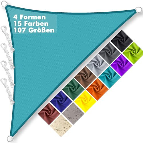 Aiyaoo Sonnensegel Dreieckig Rechtwinklig 5x5x7.1m Wasserdicht im Viele Größe und Farben, PES Polyester, Sonnenschutz 95% UV Schutz, Reißfest Wetterfest für Terrasse Garten Balkon- Blau