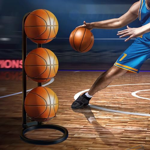 KMDZDZGS 3-Layer Basketball Storage Rack, Ball Rack for Sports Equipment, 3 Balls per Set, 3 Pieces, 1 Pack