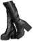 Atsroel Plateau-Stiefel für Damen, runder Zehenbereich, Punk, Gothic, schwarz, Schnürstiefel, Rave, klobiger Absatz, Gothic, breite Wadenstiefel, A-Schwarz, 41 EU