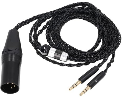 Goshyda 4-poliges XLR-Kopfhörerkabel, 8-adriges Versilbertes Audio-Upgrade-Kabel für AH-D600 AH-D7100 AH-D7200, für T1 T5 T5P, für Focal Elear, für HE400SE, 4,1 Fuß