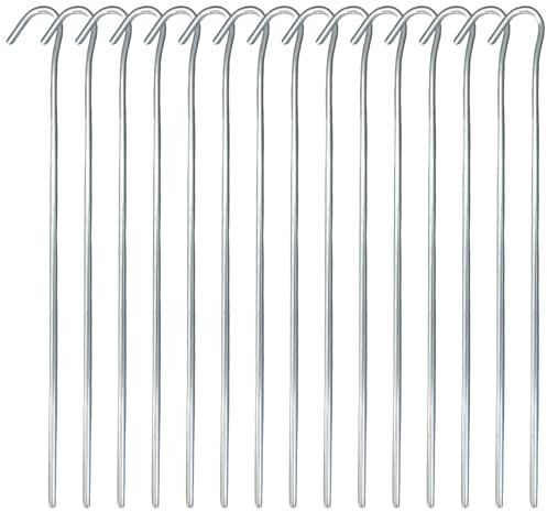 Tent Pegs 15 Pack 9 inch Metal Heavy Duty Tent Pegs Tent Stakes Garden Pegs Tent Hooks Galvanised Rust Free Ground Pegs for Camping Tent Awning Gazebo Tarpaulin Garden Netting Astro Turf