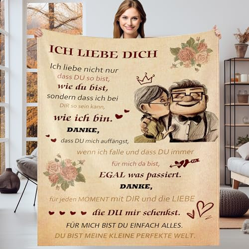 Gebiorty Ich Liebe Dich Geschenke für Frauen Männer, Liebe Decke Geschenk zum Jahrestag für Ihn Sie, Valentinstag Hochzeitstag Weihnachten Geschenke Liebesgeschenke Kuscheldecke 130x150cm