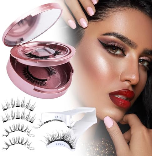 Magnetic Lashes 2 Pairs,False Eyelashes Magnetic Reusable,Natural Look,No Glue Needed,Magnetic Eyelashes Natural Look Easy and Fast Application,Perfect for Charming Eye Makeup
