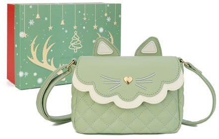 Gladdon Katze Handtasche,klein Umhängetasche Katzentasche crossbody bag niedliche kleine Messenger Tasche Verstellbarer Schultergurt Geldbörse für Teenager Mädchen Frauen Mit Geschenkbox(Grün)