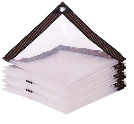 Transparente strapazierfähige, transparente PE-Plane mit Ösen, wasserdicht und reißfest, für Gewächshaus, Terrasse, Garten, Pavillon, Hühnerstall