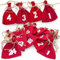 MIJOMA Adventskalender zum Befüllen – 24 Baumwollsäckchen mit Filzzahlen und Juteschnur, Weihnachtskalender Stoff und Jute, 9x11 cm, DIY-Adventskalender (Rot)