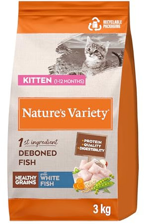 Nature's Variety Healthy Grains Kitten – Futter für Kätzchen, unsteril mit Weißfisch, ohne Dornen, 3 kg