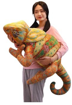 Xshelley Simulation Chameleon gefülltes Plüsch Spielzeug, Chameleon Echse gefülltes Tier, Iguane Plüsch Puppen, Wildlife Spielzeug Geschenke für Kinder (75 cm)