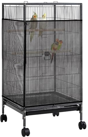 Trinkrittey Vogelkäfig Schutznetz, Verstellbare Universal Vogelkäfig Abdeckung Papageien Nylon Mesh Geeignet für Runde Quadratische Käfige