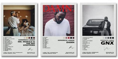 aizhimi Ein Set von 3 Kendrick-Poster, Lamar-Album, Signatur-Poster, Wandkunst, Leinwandposter, Raumdekor-Poster, 20 x 30 cm, 3 Stück, Stil 1