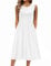 Zeagoo Women's Summer Dress Casual Sleeveless Crew Neck Dresses Elegant A Line Tank Dress Midi Swing with Pockets White L