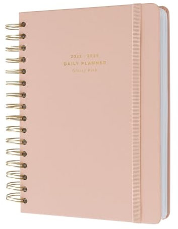 Kokonote: Agenda Giornaliera 2025-2026 Glossy Pink, Diario Scolastico 14,8x21 cm, Agenda Daily Planner 2025 2026 Muse, Agenda Universitaria 2025 2026, Diario scuola 2025 2026 superiore o medie
