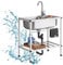 Fregadero Independiente de un Solo Seno, Fregadero de Cocina de Acero Inoxidable con Estante de Almacenamiento, Fregadero de Exterior Sencillo, Fregadero de lavandería rústico.