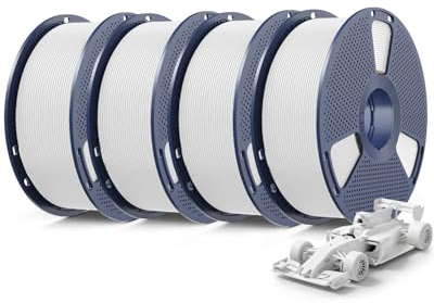 SUNLU 4KG Bundel Rapid PLA Plus 2.0 Filament, Hohe Geschwindigkeit 30-600mm/s 3D Drucker PLA+ Filament 1.75mm ±0.02 mm, 1kg Reusable Spule, 4 Spool Insgesamt (4x Weiß)