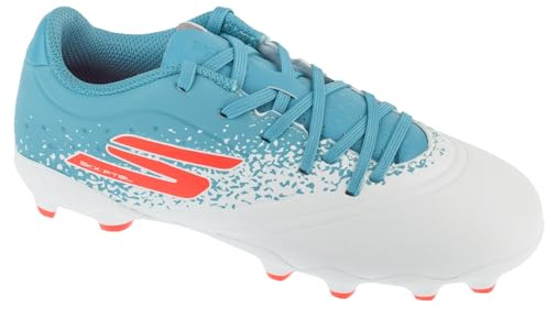 Skechers Kids Razor Juniors Firm Ground Football Boots White/Blue 4 UK Child
