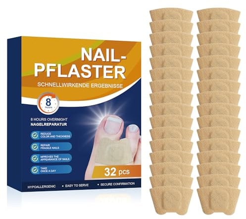 32 Fungal Nail Patches, Nagelpilz, Nagelpilz Pflaster,Toenail Correction Patch, Multi-Purpose Toenail Repair Pads, Toenail Patches For Damaged Nails And The Appearance Of Discoloured Nails