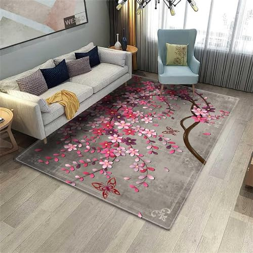 Kinderteppich Tiere Schmetterlinge Blumen - Kurzflor Teppich Kinderzimmer Spielteppich Antiallergen Und Extra Weich - Babyzimmer Teppiche Für Junge Und Mädchen Babyteppich 100 X 200 cm -325434161223
