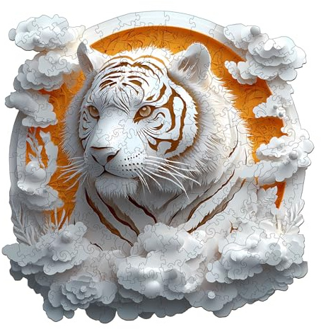 Wooden Jigsaw Puzzles for Adults - 3D Vision Paper Tiger jigsaw puzzles for adults 300pcs, Wooden jigsaw puzzles for Family Game and Birthday Gift Idea for Friends (34x34cm)