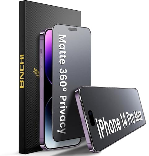 BNCHI 2 Pack for iPhone 14 Pro Max 360° Privacy Matte Screen Protector, Horizontal and Vertical All Around Anti-Spy 9H Tempered Glass Film, Anti-Glare, Smooth as Silk, Scratch Resistant
