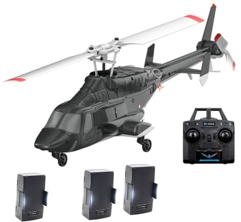 ENGINEMECH A61 Ferngesteuerter Hubschrauber, 1:52 4CH Flybarless Militär Helikopter mit Optical Flow & Altitude Hold, 2.4G Gyro Stabilized Flugzeug 6G/3D Stunt Copter für Weihnachts Erwachsene
