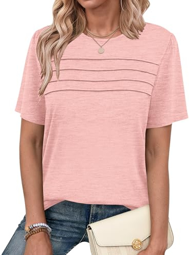 PLMOKEN Maglietta Donna Manica Corta Blusa Estiva Eleganti Girocollo T Shirt