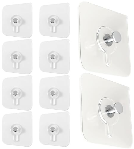 Bandes de suspension - PVC transparent amovible 6 x 6 cm | Crochets adhésifs avec serviette, manteau, sac, porte-parapluie, montage facile | cuisine, salle de bain, chambre, maison
