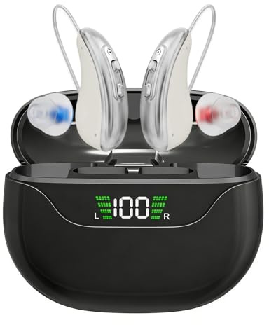 Dispositivo potenciador de sonido recargable para personas mayores y adultos, dispositivo de audio digital con control de volumen, pantalla digital HD, escucha un sonido claro, cómodo de llevar (negro